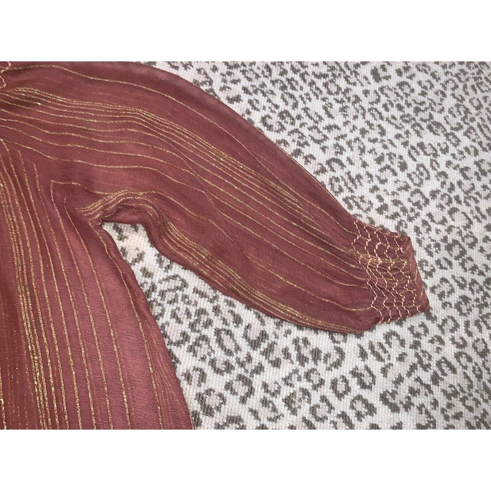 Anthropologie Love Sam Metallic Smocked Peasant Top~S - Picture 4 of 4